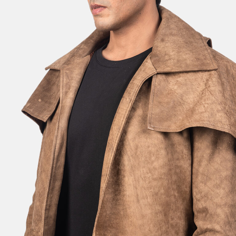 Mens Army Brown Leather Duster4625-5-1557132426251